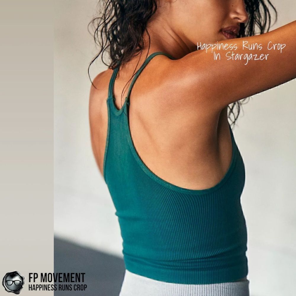 FP MOVEMENT HAPPINESS RUNS CROP TANK IN STARGAZER TEAL XS / SMALL RIBBED BRA TOP - Picture 6 of 8